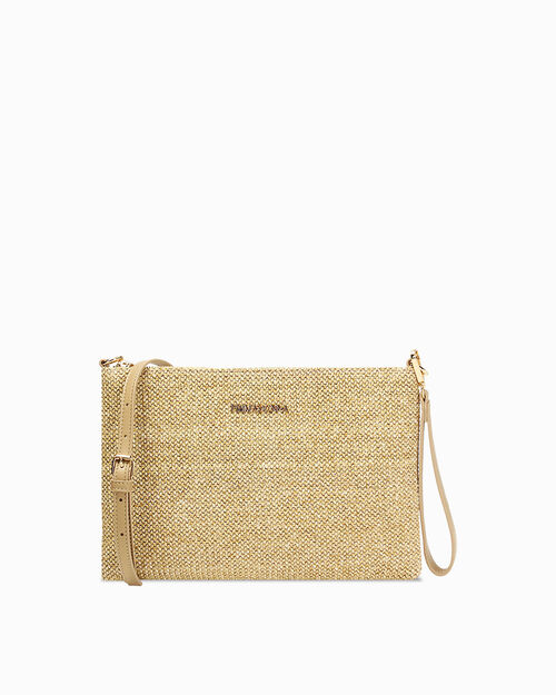 BAG POCHETTE BAG SYNTHETIC RAFFIA BEIG, BEIGE