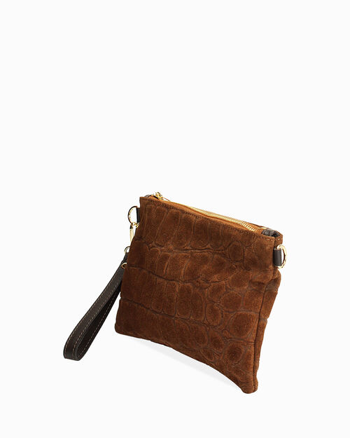 BAG POCHETTE BAG SUEDE-COCONUT NOCC, BROWN