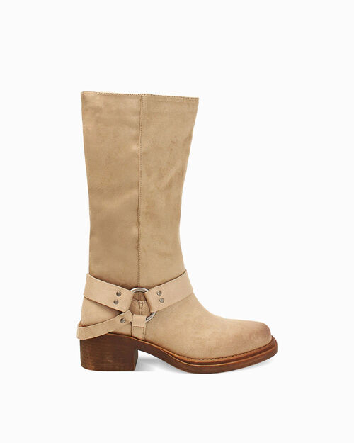 Biker taupe tacco 5 cm, TAUPE