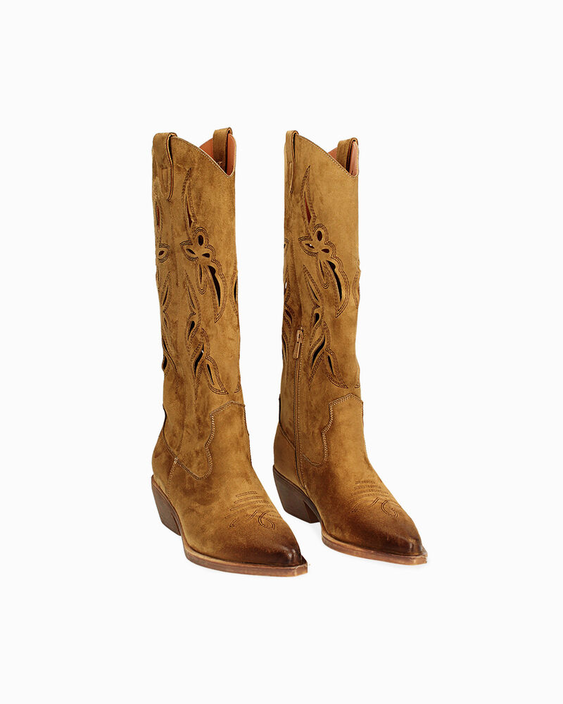 Stivali donna cognac in microfibra image number null