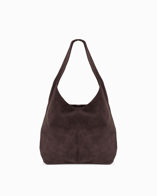 Borsa a spalla di camoscio testa di moro, DK BROWN