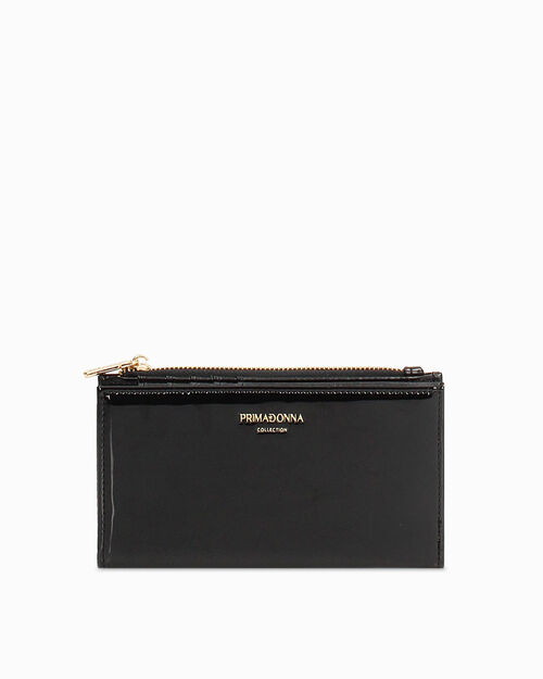 Portafoglio nero elegante con chiusura raffinata, BLACK