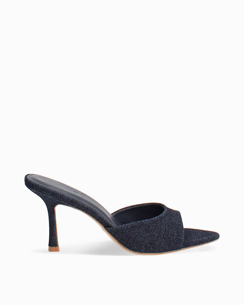 Mules open toe jeans tacco 8,5 cm, JEANS