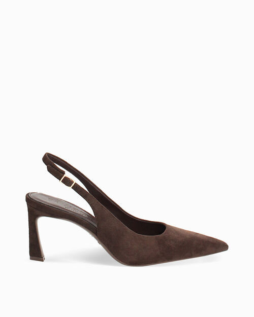 D&eacute;collet&eacute; testa di moro tacco 7,5 cm, DK BROWN