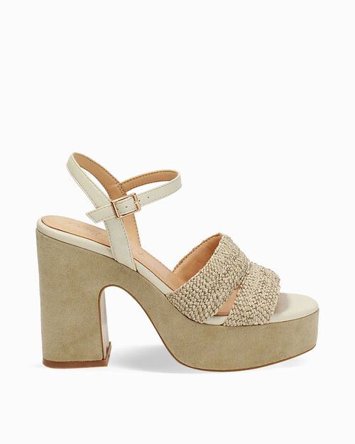 WOMEN SHOES SANDAL SYNTHETIC RAFFIA BEIG, BEIGE