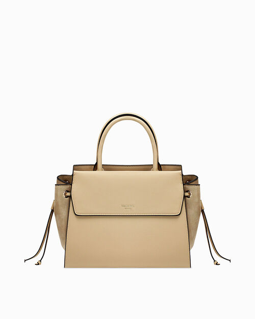 Borsa a mano beige con dettagli eleganti, BEIGE