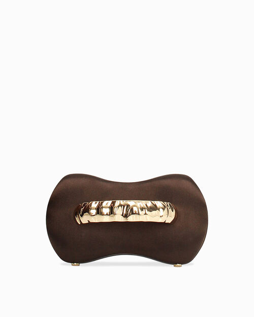 Clutch testa di moro con tracolla removibile, DK BROWN