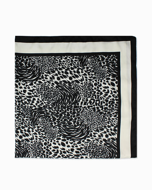 Foulard nero-leopard stampa selvaggia, MULTI COLOR