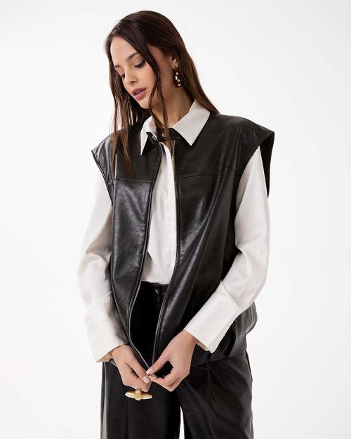 Gilet testa di moro con eleganti dettagli, DK BROWN