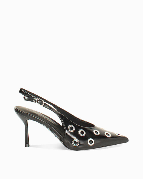 D&eacute;collet&eacute; slingback nere con obl&ograve;, tacco 8 cm, BLACK