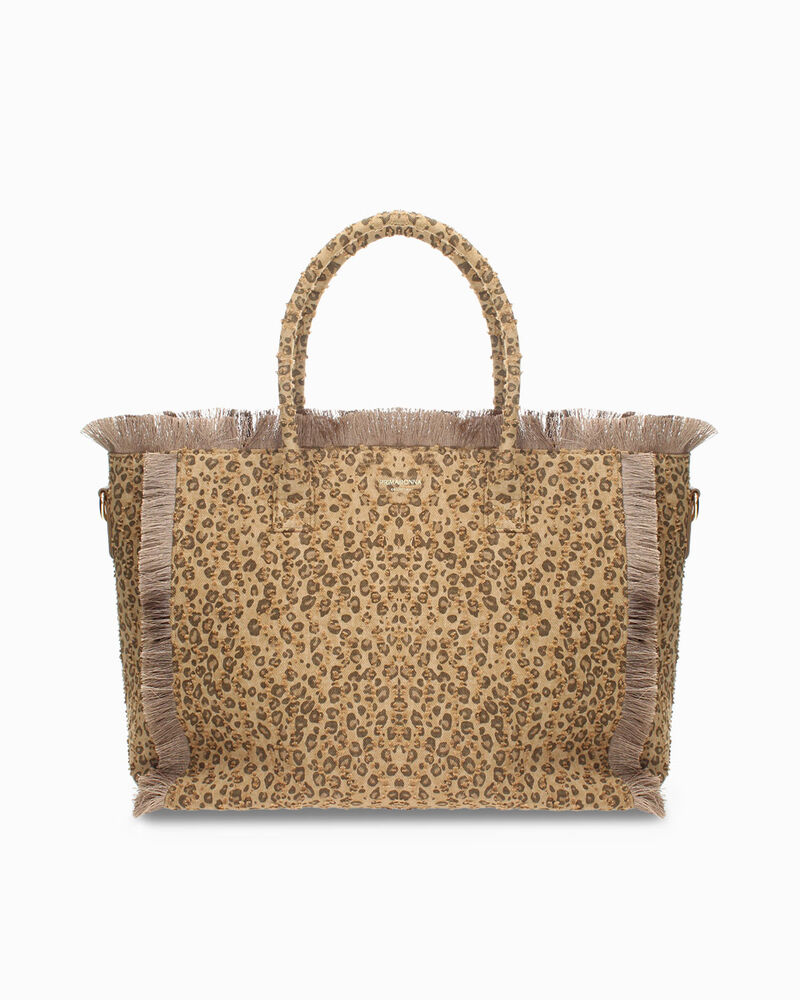 Borsa a spalla leopard-marrone con tracolla removibile,  image number null