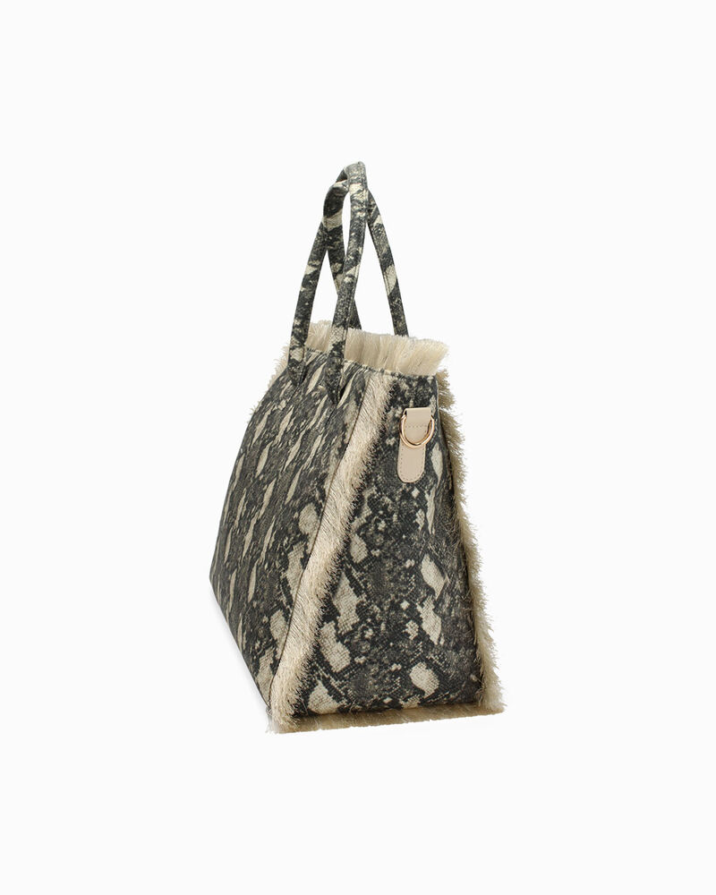 Sac &agrave; &eacute;paule python noir-beige avec bandouli&egrave;re,  image number null