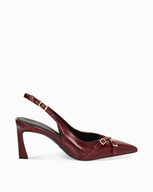D&eacute;collet&eacute; slingback bordeaux con tacco di 7,5 cm, BURGUNDY