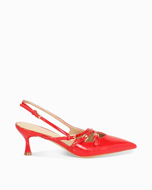 D&eacute;collet&eacute; slingback donna rosse con cinturini, tacco 6 cm, RED