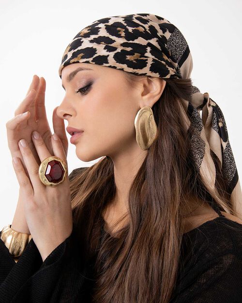 Foulard beige-leopard chic, MULTI COLOR