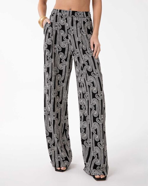 Pantaloni nero-bianco urban chic, MULTI COLOR