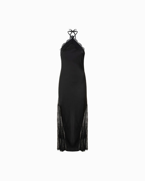 Vestito nero elegante con dettagli raffinati, 