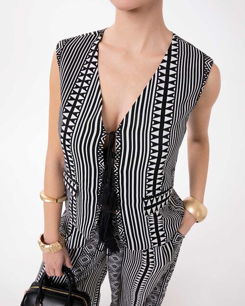 Gilet bianco-nero urban chic, MULTI COLOR