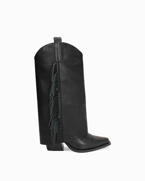Stivali texani neri tacco 8 cm, BLACK