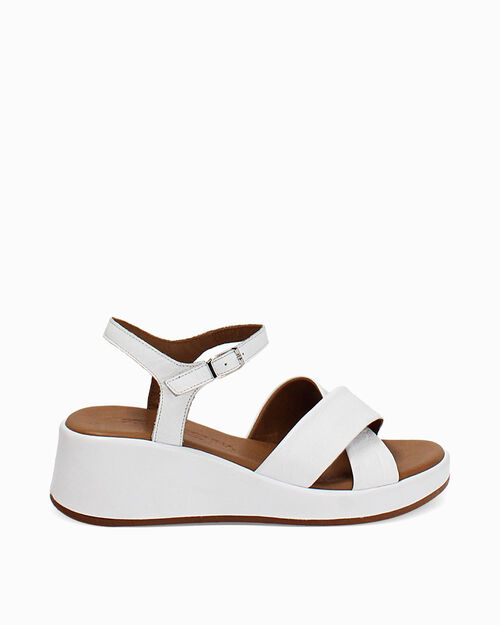 Zeppe bianche in pelle tacco 5,2 cm, WHITE