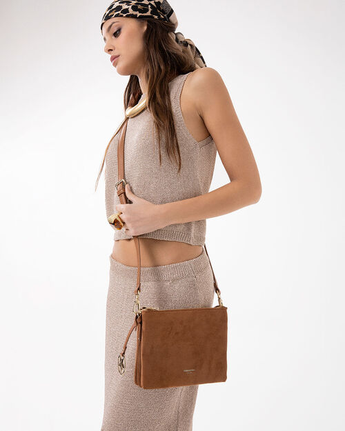 BAG POCHETTE BAG MICROFIBER COGN, COGNAC