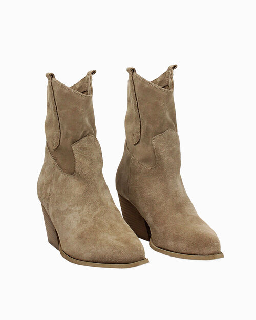 Tronchetti texani in camoscio beige, BEIGE