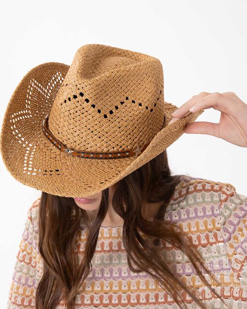 Cappello cognac in stile boho chic, COGNAC