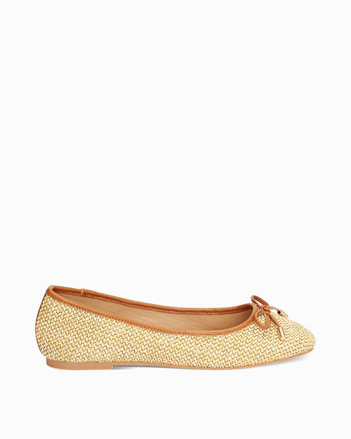 Ballerine donna biege in raffia, BEIGE
