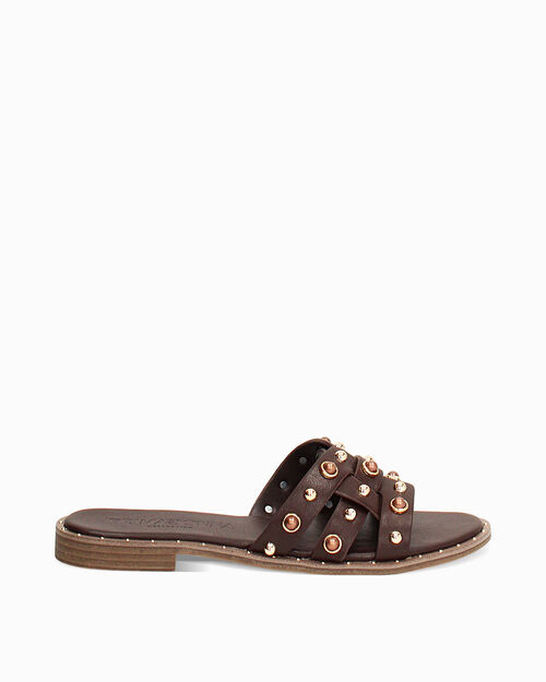Sandali bassi testa di moro con borchie, DK BROWN