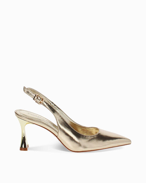D&eacute;collet&eacute; slingback oro tacco 7,5 cm, GOLD