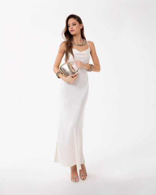 Vestito panna silhouette fluida, CREAM