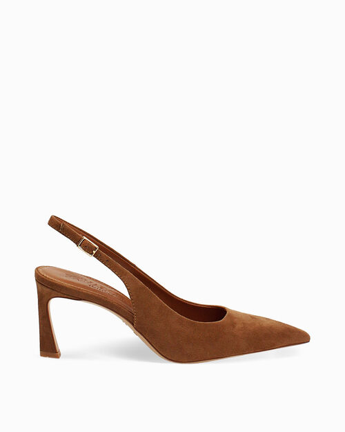 D&eacute;collet&eacute; slingback cognac tacco 7,5 cm, COGNAC