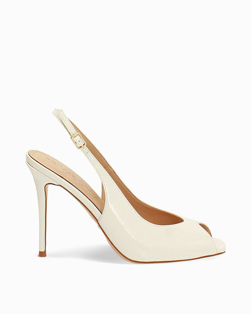 D&eacute;collet&eacute; panna open toe tacco 10 cm, CREAM