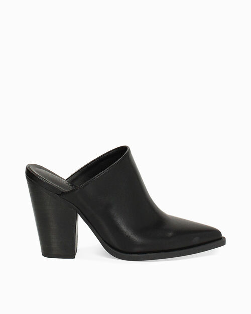 Sabot donna neri, tacco largo 9,5 cm, BLACK