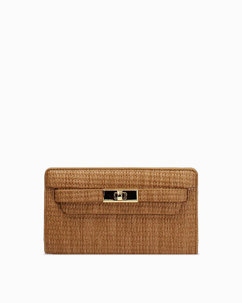 Portafoglio camel con chiusura elegante, CAMEL