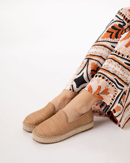Espadrillas cognac con tacco 3 cm, COGNAC