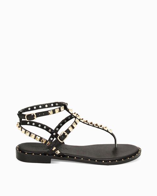 Infradito neri con borchie, BLACK