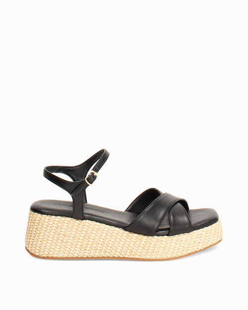 Zeppe nere tacco 5,8 cm, BLACK