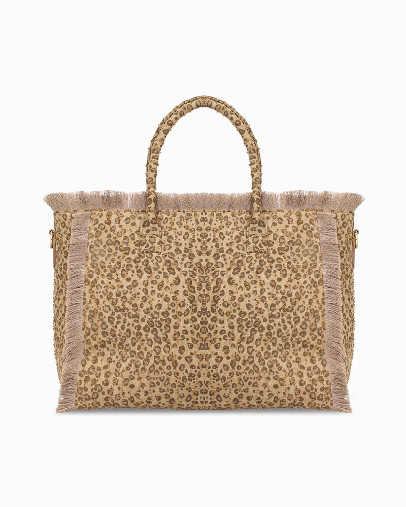 Borsa a spalla leopard-marrone con tracolla removibile,  image number null