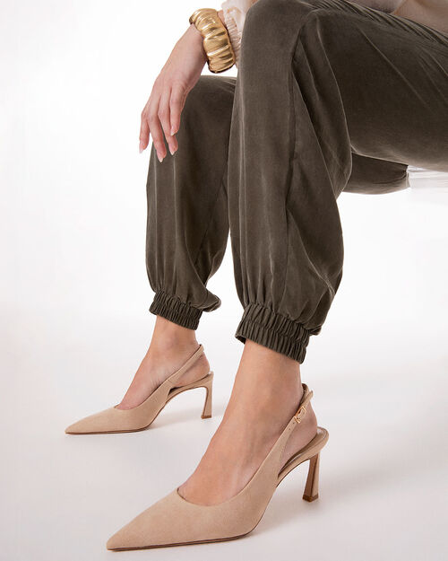D&eacute;collet&eacute; beige tacco 7,5 cm, BEIGE