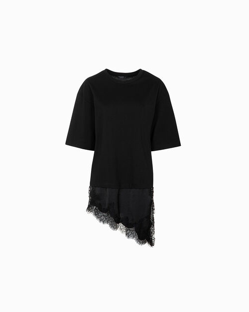 T-shirt nera da donna dal design essenziale, BLACK