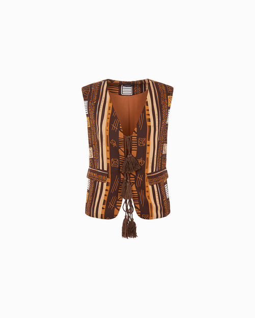Gilet moro-beige con eleganti dettagli, MULTI COLOR