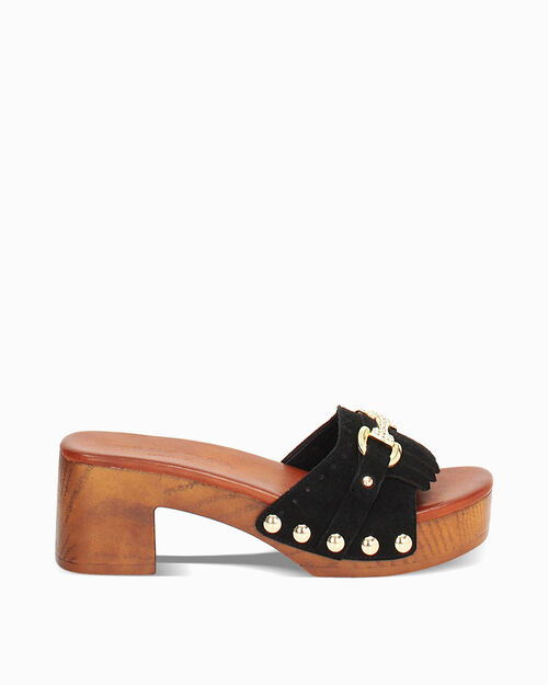 Zoccoli da donna con morsetto neri, BLACK