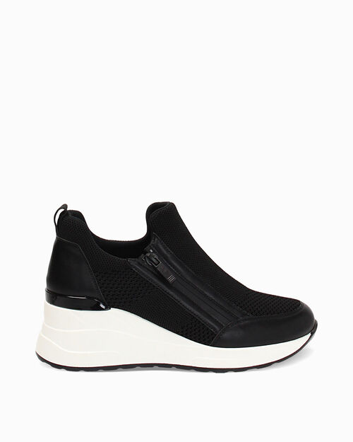 Slip on nere tacco 7 cm, BLACK