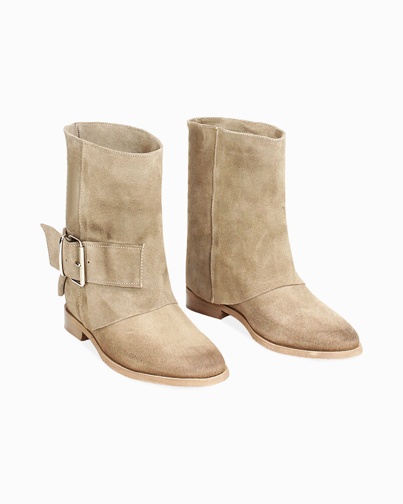 Stivaletti texani taupe in camoscio, tacco 3 cm image number null