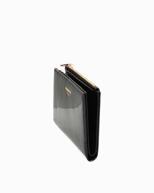 Portafoglio nero elegante con chiusura raffinata, BLACK