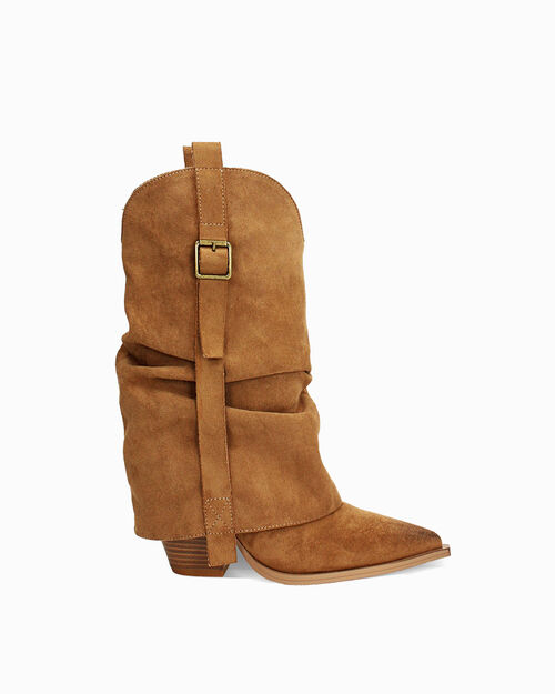 Stivali texani camel tacco 9 cm, CAMEL