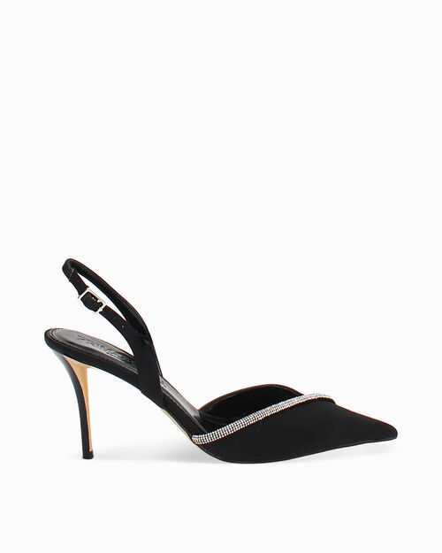 D&eacute;collet&eacute; slingback nere tacco 8,4 cm, BLACK