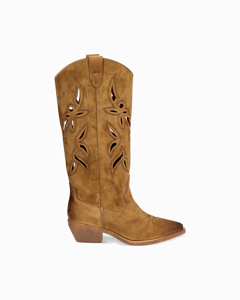 Stivali donna cognac in microfibra image number null