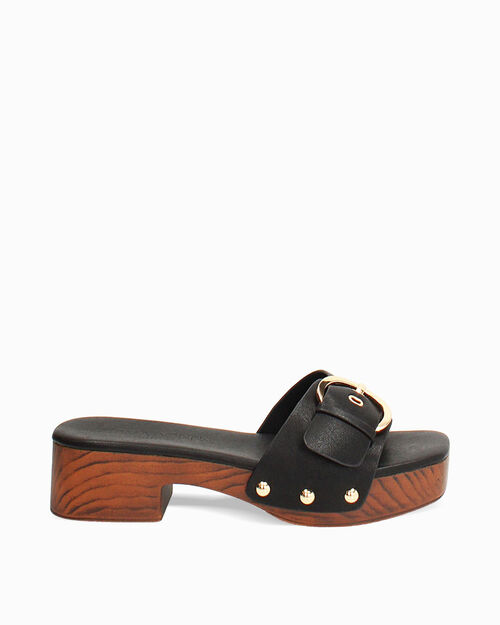 Zoccoli neri tacco 5 cm, BLACK